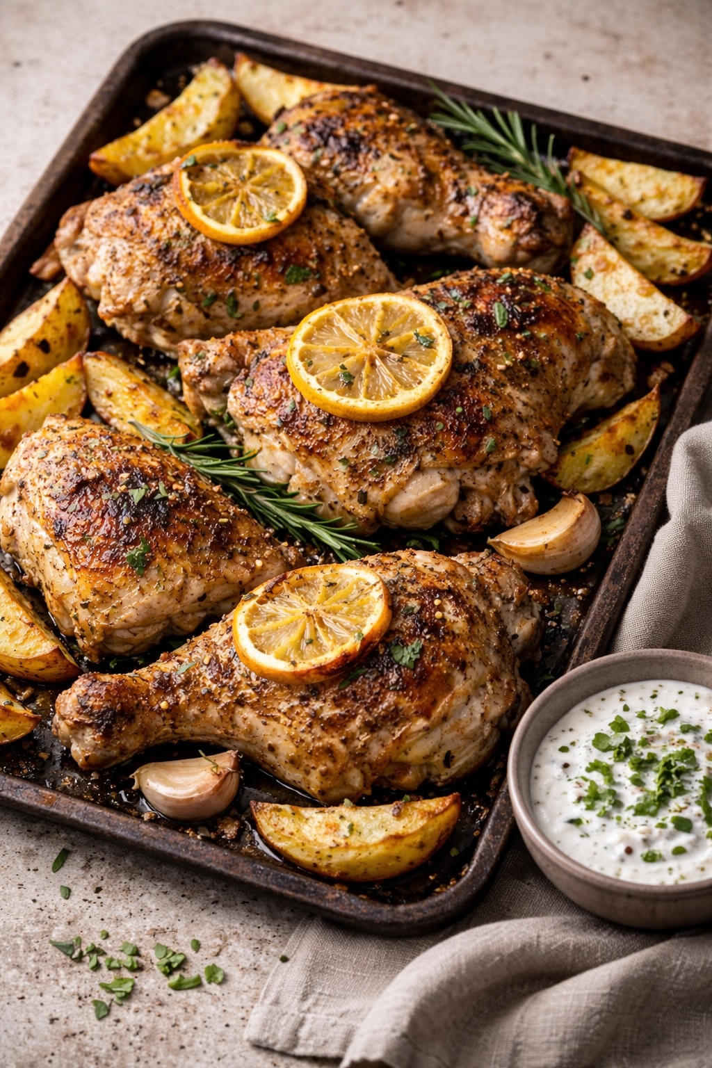 Pollo dorado al limón